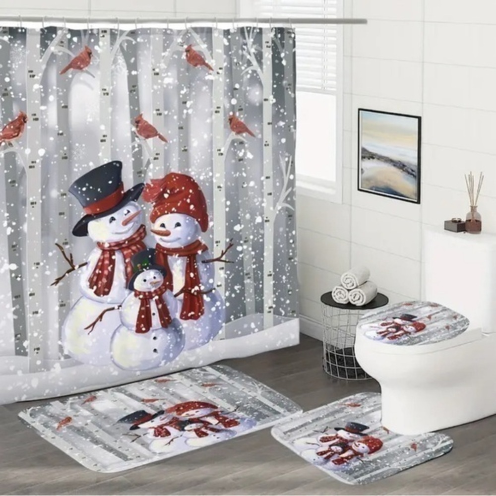 4pc Mr. & Mrs. Snowman Bathroom Set NWT